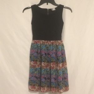 Black and Floral Print Dress